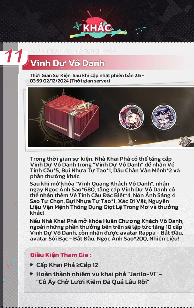 Danh sách sự kiện Honkai: Star Rail phiên bản 2.6 - 11