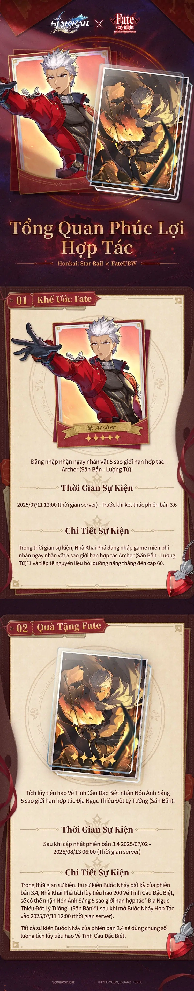 Tổng quan phúc lợi hợp tác Honkai: Star Rail × Fate/stay night [Unlimited Blade Works]
