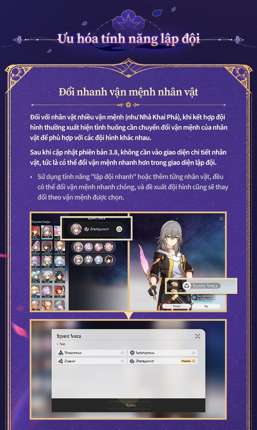 Đổi nhanh vận mệnh nhân vật