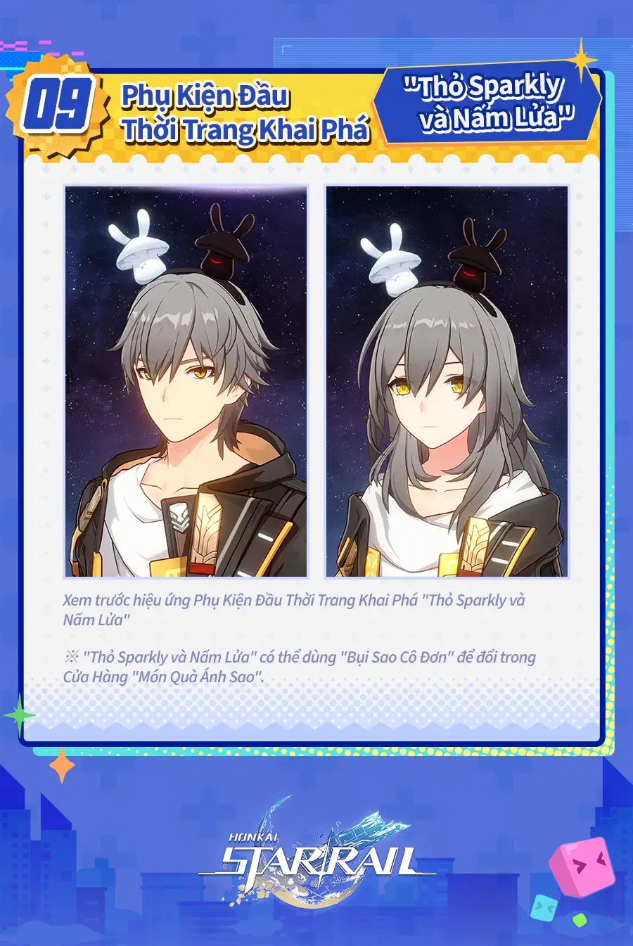 Phụ kiện đầu Thỏ Sparkly và Nấm Lửa