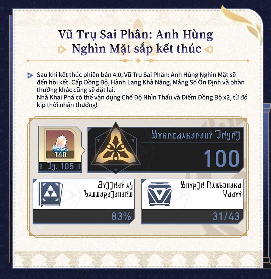 Chi tiết cập nhật Vũ Trụ Sai Phân phiên bản 4.0